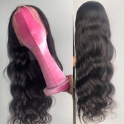 Lace Frontal Wigs 13x4 Body Wave Human Hair Wigs 250% 180% Density #1B Natural Color