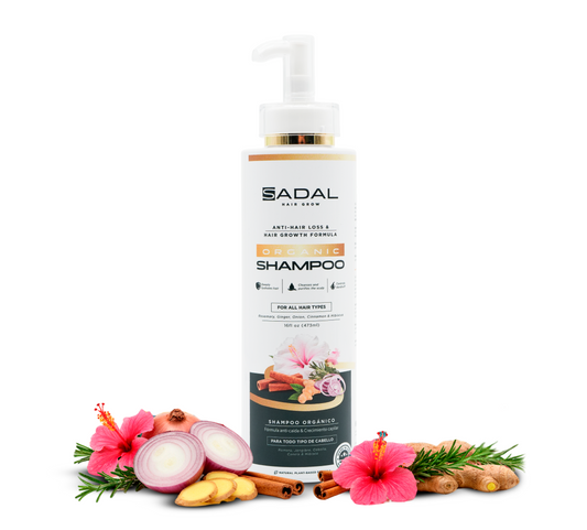 SADAL Organic Hair Growth Shampoo for Women – Strengthening Cleanser with Rosemary, Ginger & Hibiscus for Hair Loss and Scalp Health