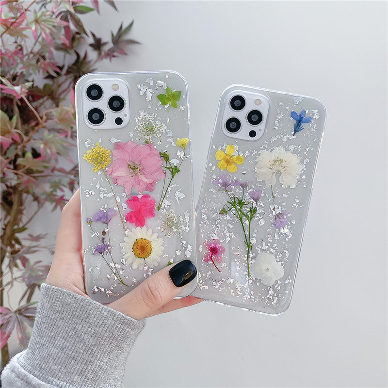 Silver Foil Dried Flowers IPhone Cases