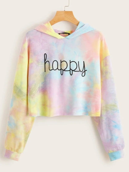 Hoodies Women Rainbow Tie Dye Print Women's Sweatshirt