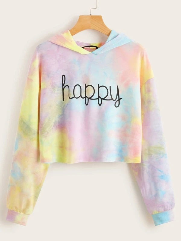 Hoodies Women Rainbow Tie Dye Print Women's Sweatshirt