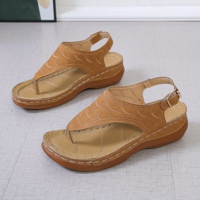 Casual Sandals Women's Wedge Heel Solid Color Flip Flop Sandals