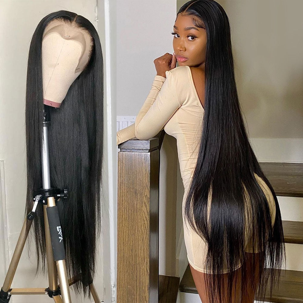 Bone Straight Human Hair Wigs 30  Frontal Human Hair Wigs F