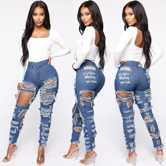 2020 New Fashion Woman Ripped Jeans