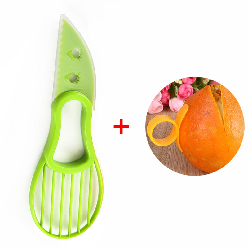 3 In 1 Avocado Slicer Shea Corer Butter Fruit Peeler Cutter Pulp Separator Plastic Knife Kitchen Vegetable Tools Kitchen Gadgets