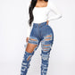 2020 New Fashion Woman Ripped Jeans