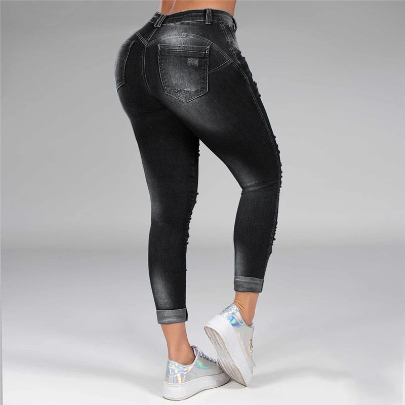 Jeans Women S-5XL Korean High Waist Trousers Skinny