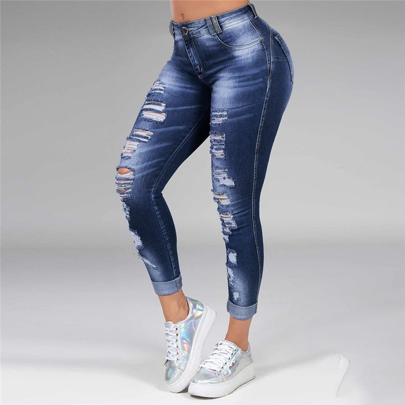 Jeans Women S-5XL Korean High Waist Trousers Skinny