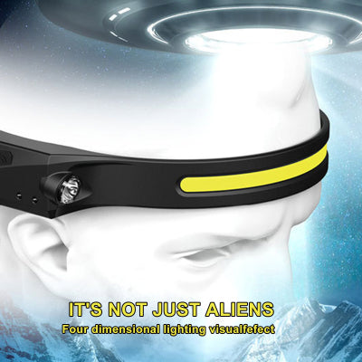 COB LED Induction Riding Headlamp Flashlight USB