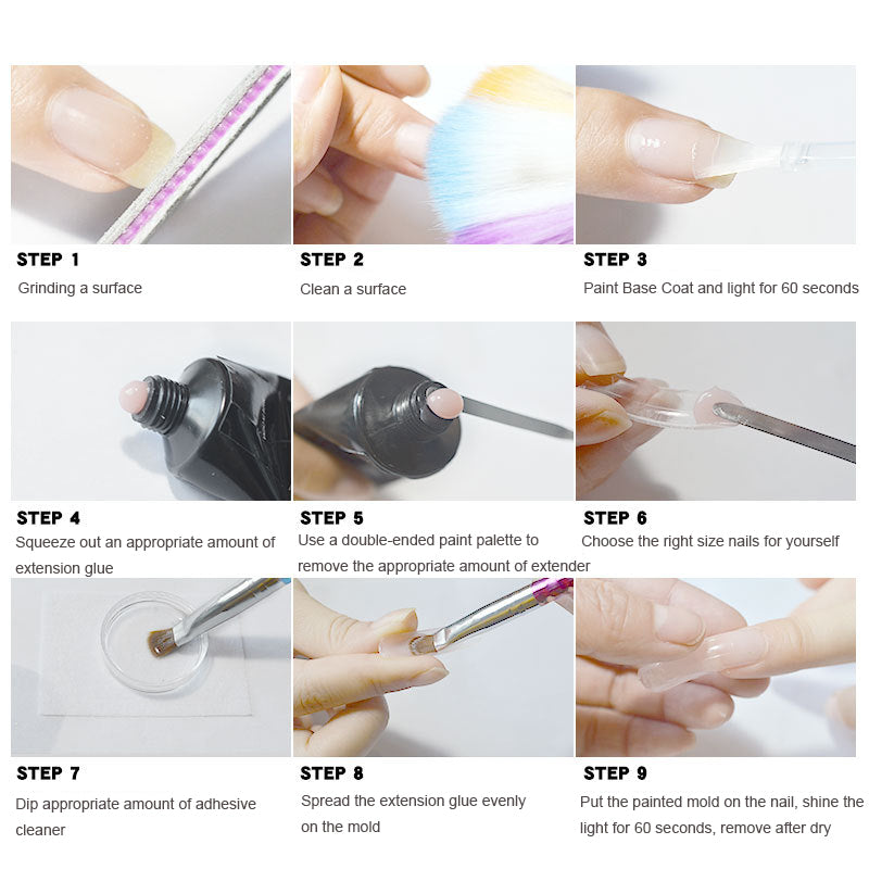 Painless Extension Gel Nail Art Without Paper Holder Quick Model Painless Crystal Gel Set