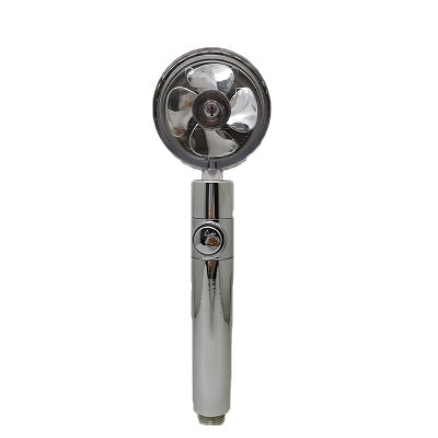 Propeller Driven Shower Head With Stop Button And Cotton