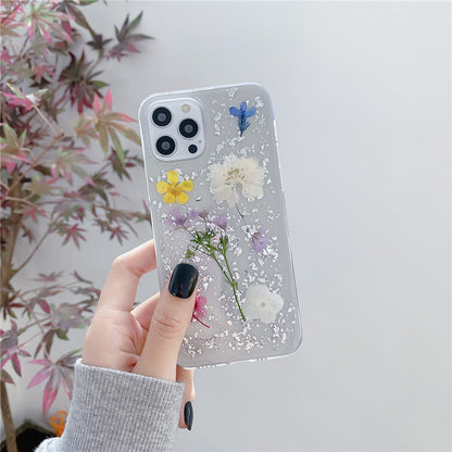 Silver Foil Dried Flowers IPhone Cases