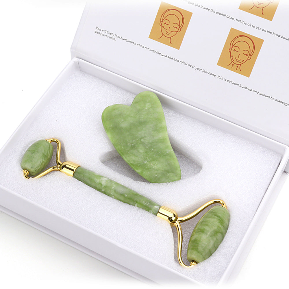 Facial Gua Sha Jade Stone Anti-aging Wrinkle Skin Care Beauty Health Set Box