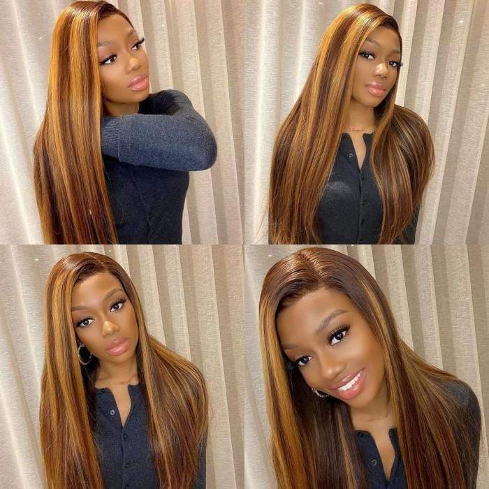 Grade 10A 150% P4/27 Honey Blonde Straight/Body Wave 13x4 Lace Frontal Wig