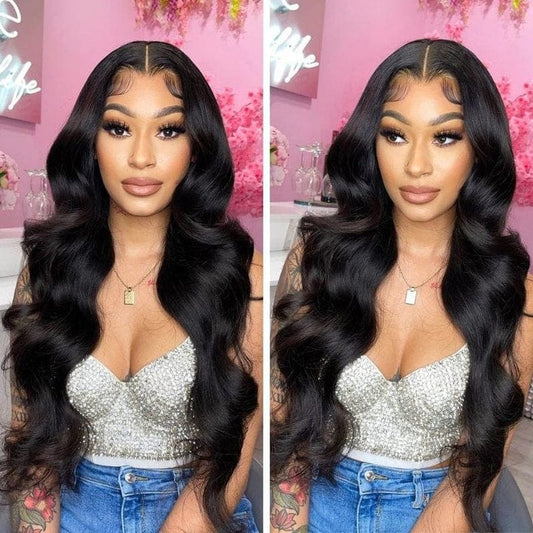 Transparent 180% Density Virgin Hair Transparent 4x4 5x5 Lace Closure Wigs Body Wave Human Hair