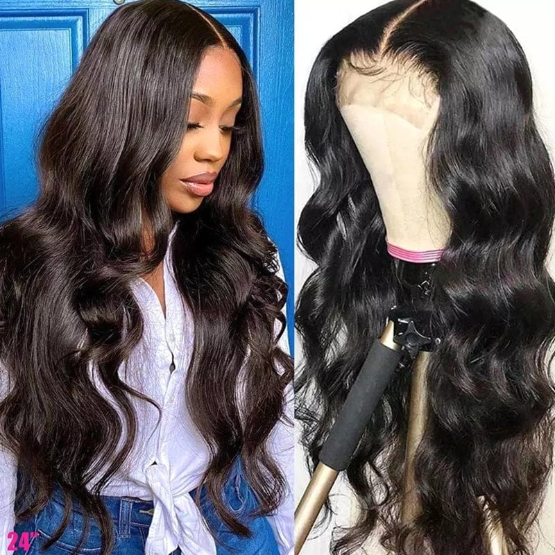 Transparent 180% Density Virgin Hair Transparent 4x4 5x5 Lace Closure Wigs Body Wave Human Hair