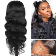 Lace Frontal Wigs 13x4 Body Wave Human Hair Wigs 250% 180% Density #1B Natural Color