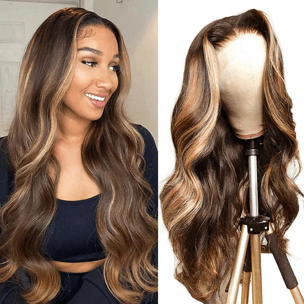 Grade 10A 150% P4/27 Honey Blonde Straight/Body Wave 13x4 Lace Frontal Wig