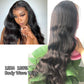 Lace Frontal Wigs 13x4 Body Wave Human Hair Wigs 250% 180% Density #1B Natural Color
