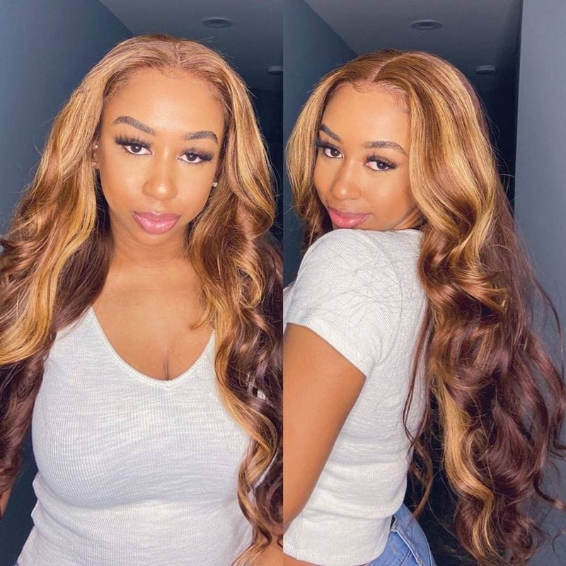 Grade 10A 150% P4/27 Honey Blonde Body Wave/Straight 13x4 Lace Frontal Wig