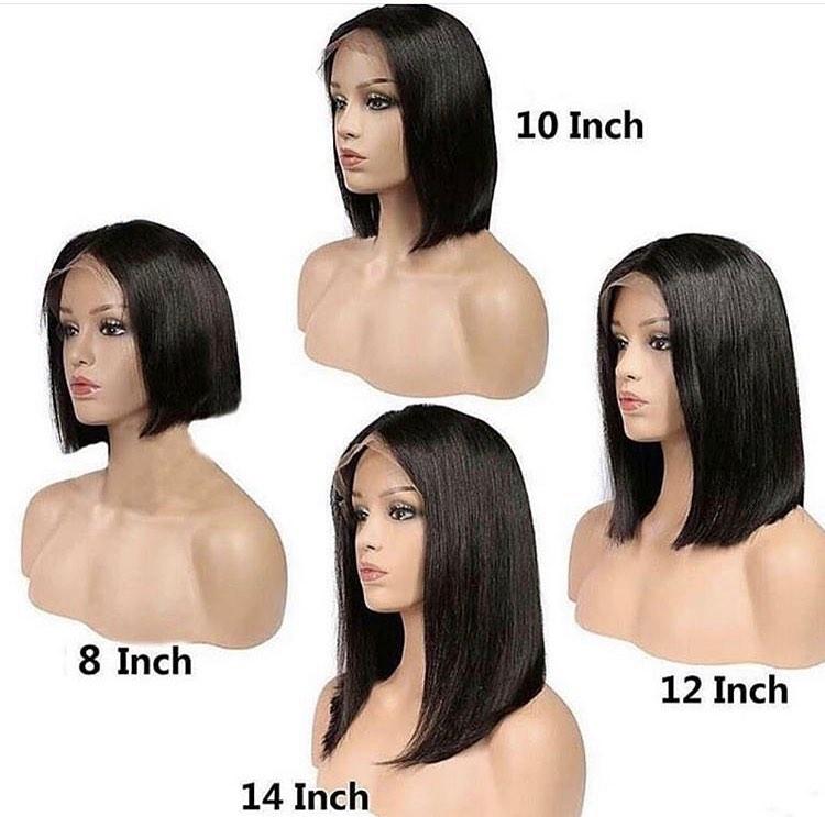 Bob Lace Wigs Short Style Human Hair Wigs Middle Part For Women Natural Color