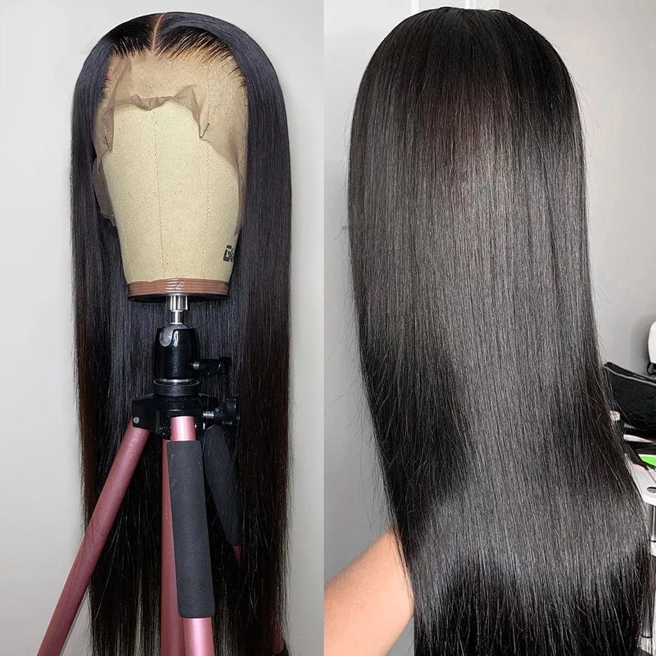 Queenhair 13x4 Lace Frontal Wigs Human Hair Straight Wigs Lace Front Natural Color Pre Plucked 180% 250% Density