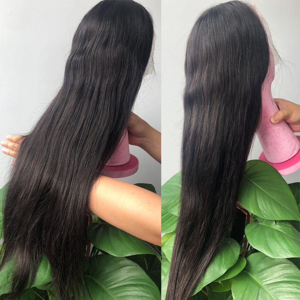 Queenhair 13x4 Lace Frontal Wigs Human Hair Straight Wigs Lace Front Natural Color Pre Plucked 180% 250% Density