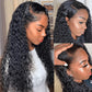 Lace Frontal Wigs 13x4 Water Wave Human Hair Wigs 250% 180% Density #1B Natural Color